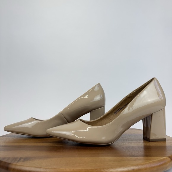 New Womens Abound Abadury Nude Faux Patent Leather Block Pumps Heels Size 11 M - Picture 2 of 8